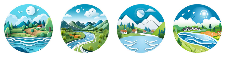 Climate Adaptation clipart collection, symbol, logos, icons isolated on transparent background