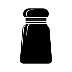 Salt bottle silhouette on white background. Salt bottle icon sign vector illustration design.