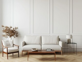 Harmonious Fusion: Modern & Rococo Chic Living Room with Golden Ratio Proportions