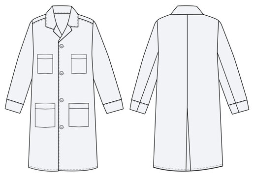 Medical doctor working robe. Fashion sketch illustration vector line art outline cort blazer collection 