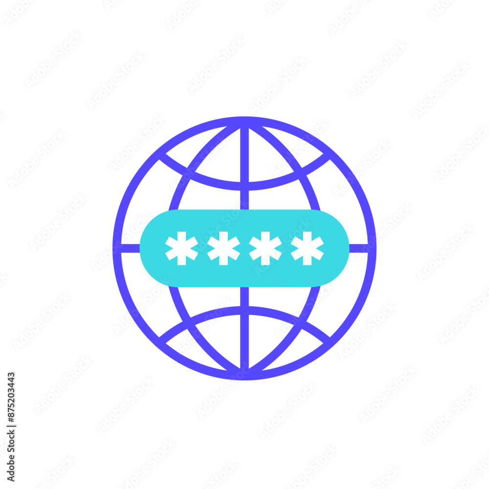 Poster network password access icon, computer security vector