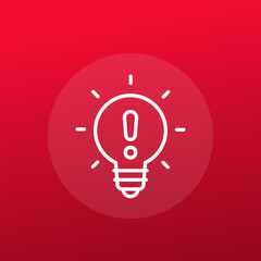 light bulb and warning icon in line style