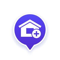 house extension icon, vector pictogram
