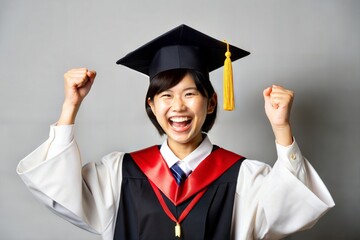 Smiling Asian Graduate Celebrating Achievement
