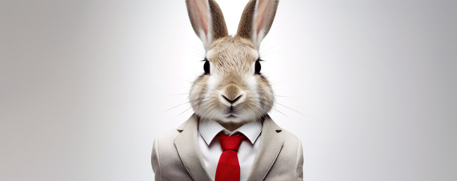 Rabbit In A Suit Looking Directly At The Camera
