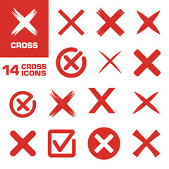 Fototapeta premium Cross icon. Cross rejection icon. Cross icon set.
