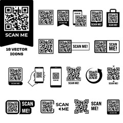 Scan me icon. Scan me icon set. Qr code symbol.