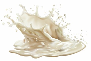 refreshing milk splash, liquid dairy element, high-detail illustration, bright and smooth, isolated on white background
