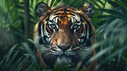 International Tiger Day July Concept with Copy Space. Realistic Tiger Photography