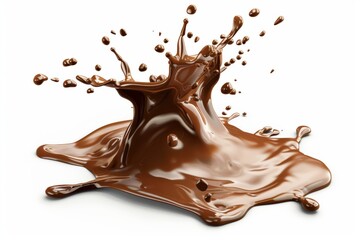 creamy chocolate splash, sweet treat element, high-detail illustration, luxurious and smooth, isolated on white background
