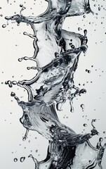 Abstract water splash with droplets creating a unique, swirling pattern.
