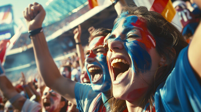 Enthusiastic Fans Cheering at Sports Event