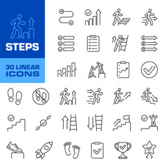 Steps icon set. Linear style. Steps icon.