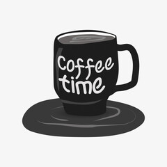 Cup with lettering coffee time design vector illustration