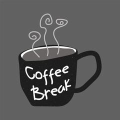 Hand drawn coffee break with mug design vector