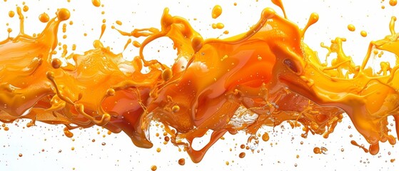 Abstract orange liquid splash on white background.