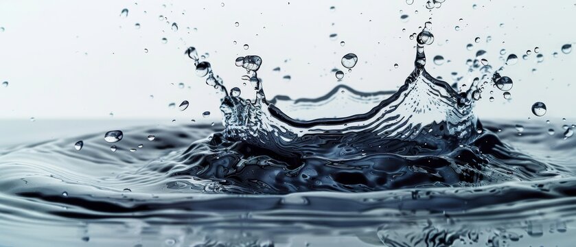 Water splash with droplets on a white background.