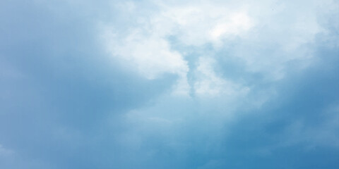 Fototapeta premium view of the clouds sky abstract background image template winter love canvas use pattern splashed Cumulus blue soft effect watercolor cools effect backdrops over the Pacific land wispy pastel clouds L