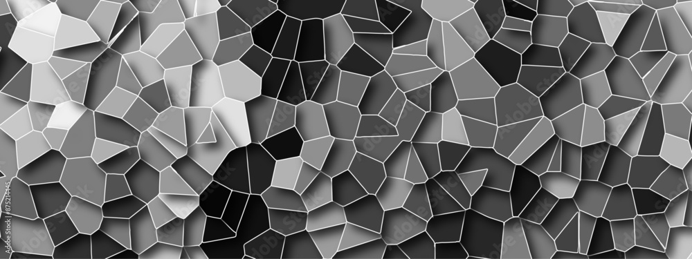 Poster abstract black geometric with triangles and marble texture. gray and black stained glass window art 