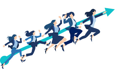 ジャンプするビジネスウーマンのイラスト