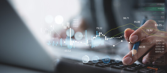 Financial accounting, business and investment concept, Accountant doing finance, calculating...