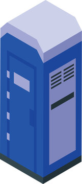 Blue portable toilet standing outside, providing necessary facilities for events and construction sites