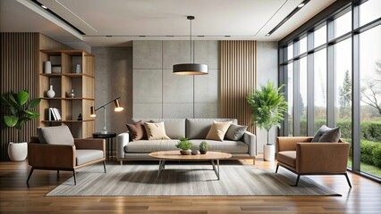Fototapeta premium Modern interior with sleek furniture and minimalist decor, modern, interior, design, contemporary, furniture, decor