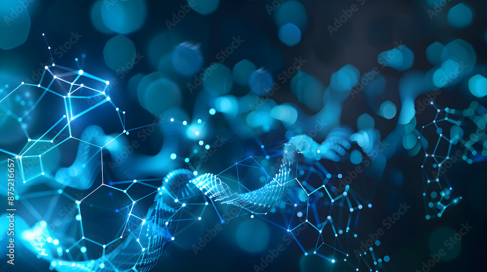 Poster abstract digital waves with glowing particles in vibrant colors on a dark background. 3d rendering i