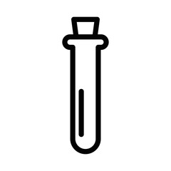 Minimalist vector illustration of a test tube in black and white. Editable stroke.