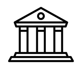Minimalist vector illustration of a courthouse or bank in black and white. Editable stroke.