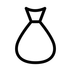 Minimalist vector illustration of a money bag in black and white. Editable stroke.