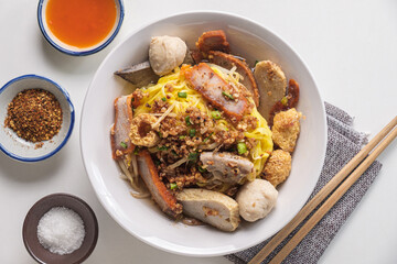 Top View of Spicy and sour noodle soup