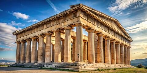 Fototapeta premium of an ancient Greek temple, ancient, Greek, architecture, temple, historical, ruins, columns, marble, classical