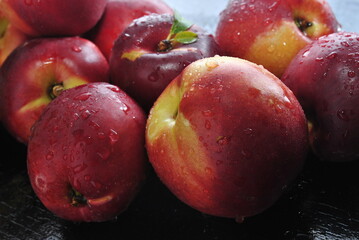 red apples in drops
