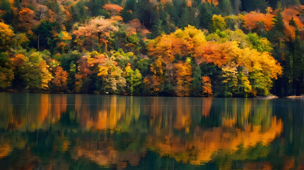 autumn trees in the lake, ai generated