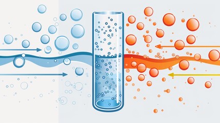 A diagram illustrating the concept of buffer capacity, with arrows indicating the ability of a buffer solution to resist changes in pH when acids or bases are added.