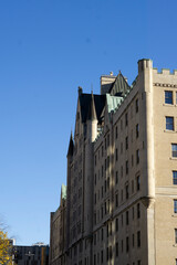 Montreal architecture with stylish houses. Montreal Quebec autumn paysages with beautiful buildings. Canadian landmarks. Plateau district.  