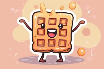 Adorable Cartoon Waffle Character, Capturing the Fun and Playful Essence of a Delightful Breakfast Treat, Perfect for Food-Themed Promotions and Children's Content