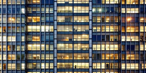of seamless, illuminated windows in a tall building, cityscape, urban, modern, architecture, nighttime, lights, seamless