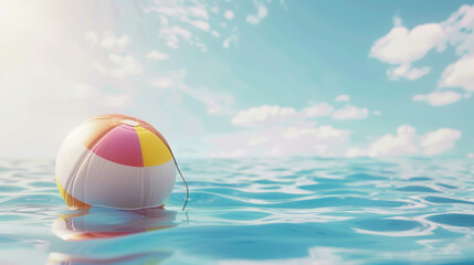 summer holidays background with colorful beach ball
