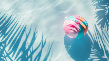 summer holidays background with colorful beach ball