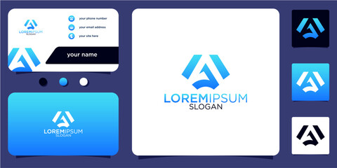 collection of initials letter A abstract monogram with gradient colors business card vector design logo