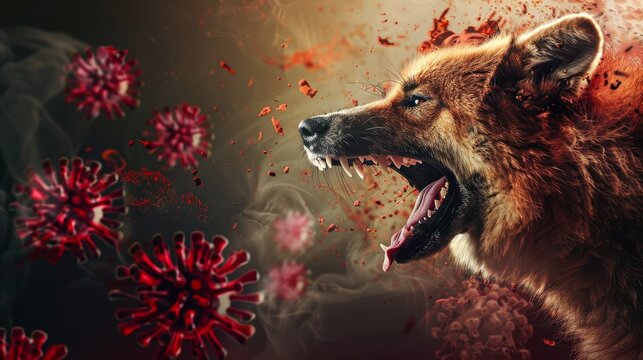 Animal rabies.World Rabies Day. a dog with rabies virus - Powered by Adobe