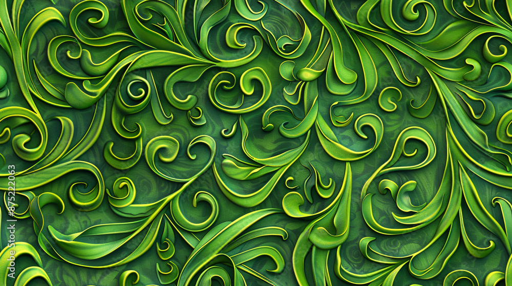 Poster seamless green foliage pattern forming an organic background texture, ideal for projects related to 