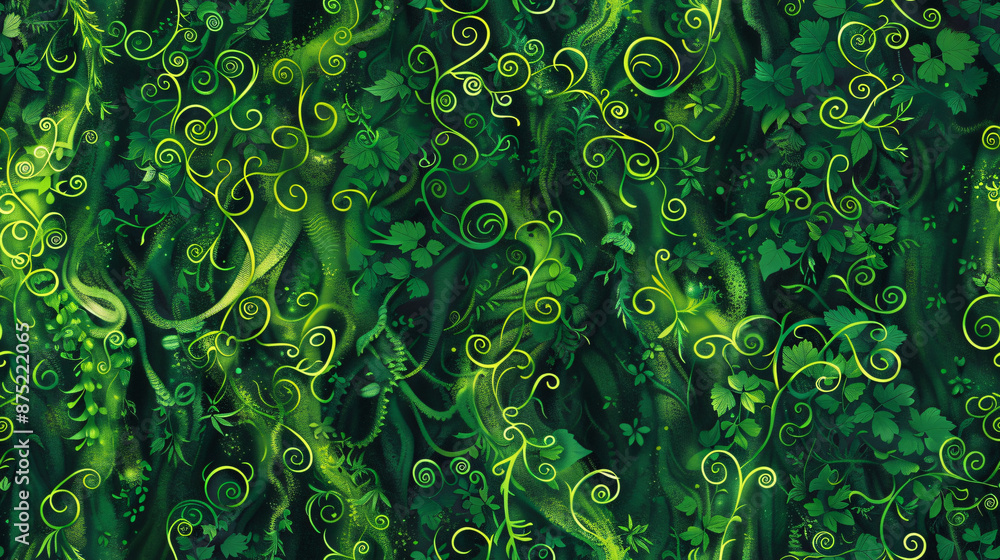 Poster captivating natural background with an intricate seamless pattern of lush green foliage