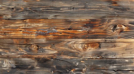 Rustic Barnwood Planks with Weathered Texture, Knots, and Splits - Top View of Vintage Wooden Boards for Background or Design Element