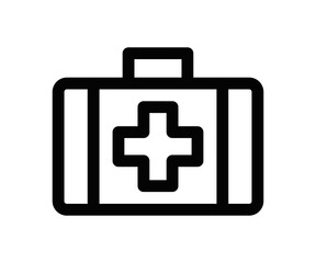 Vector illustration of a first aid kit icon. Ideal for representing health, medical, and emergency concepts. Editable stroke.