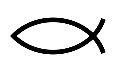 Vector illustration of a Christian fish symbol (Ichthys) icon. Ideal for representing Christianity, faith, and religion concepts. Editable stroke.