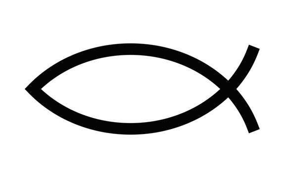 Vector illustration of a Christian fish symbol (Ichthys) icon. Ideal for representing Christianity, faith, and religion concepts. Editable stroke.