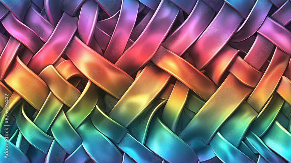 Aufkleber Shiny metallic ribbons interlacing to create a seamless abstract background pattern